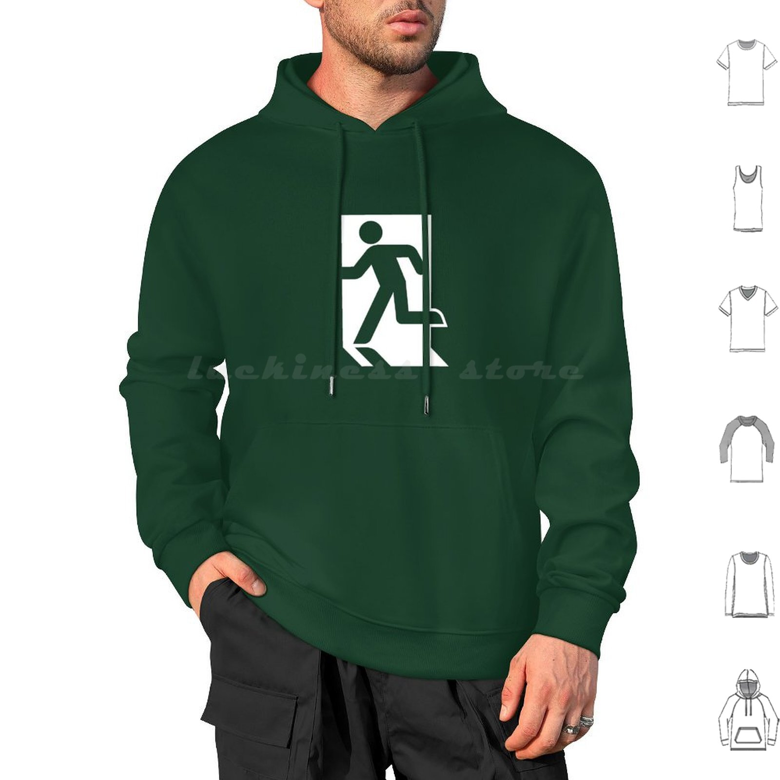 Emergency Exit Sign - Sinal de saída correndo homem hoodies